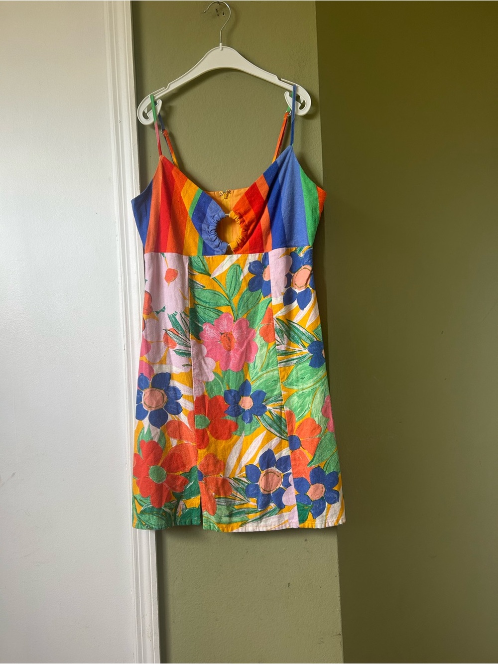 Gianni Bini Bright Floral Rainbow Cutout Sundress Sz Small